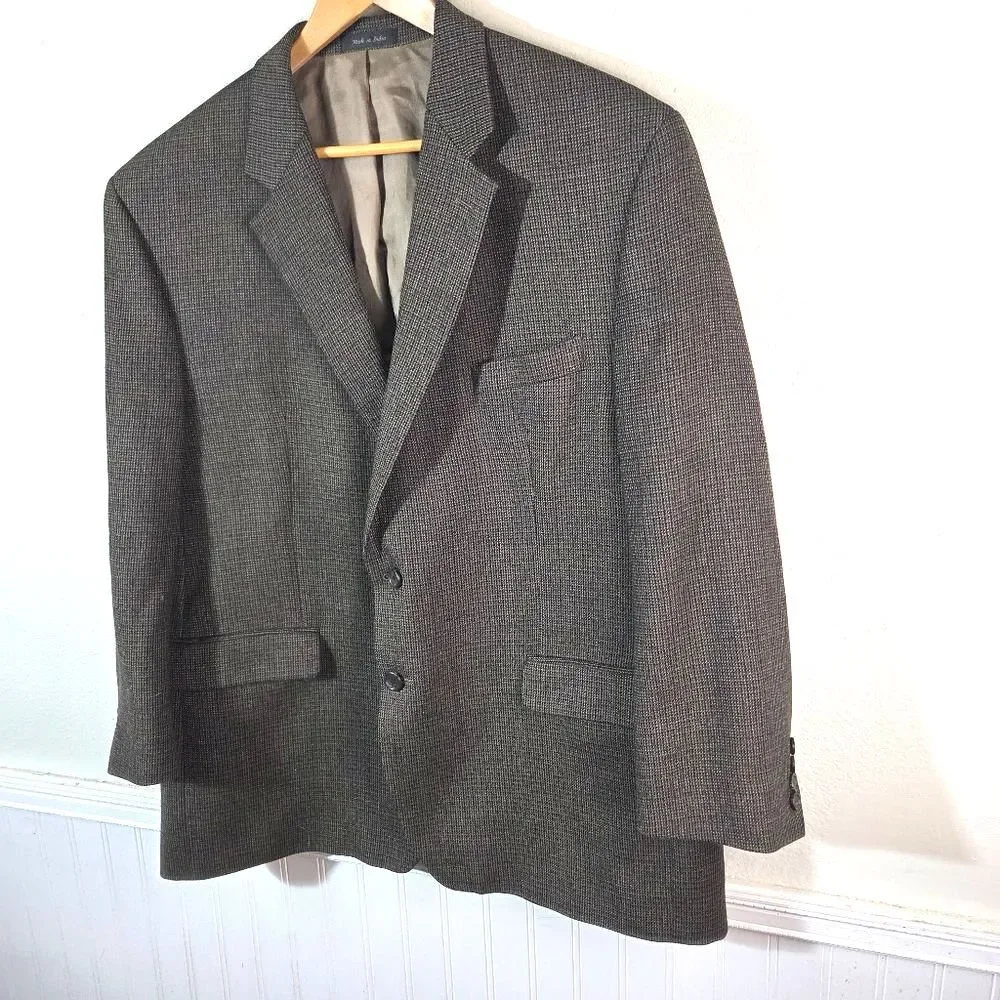 Lauren Ralph Lauren Mens Wool Blazer 48R Sport Coat Lord & Taylor Houndstoooth